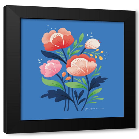 Flower Field II Bright Sq Black Modern Wood Framed Art Print with Double Matting by Graham, Gia