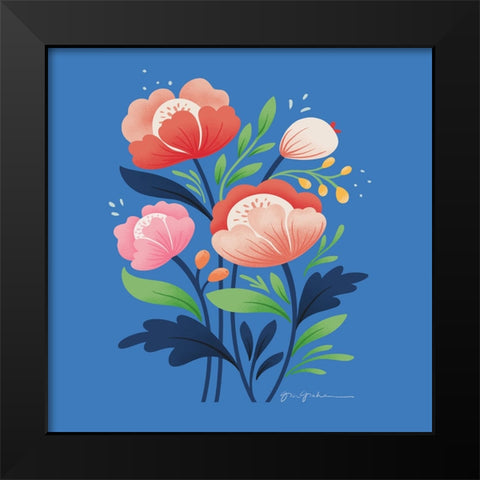 Flower Field II Bright Sq Black Modern Wood Framed Art Print by Graham, Gia