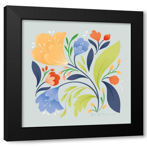 Floral Study II Bright Black Modern Wood Framed Art Print by Graham, Gia