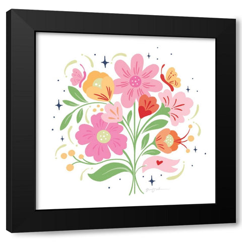 Bold Bright Bouquet I Black Modern Wood Framed Art Print with Double Matting by Graham, Gia