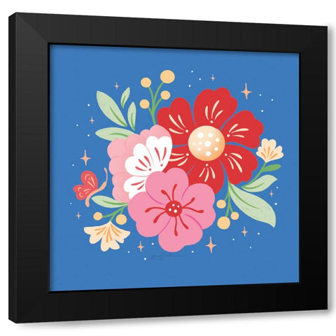 Floral Bouquet I Bright Black Modern Wood Framed Art Print with Double Matting by Graham, Gia