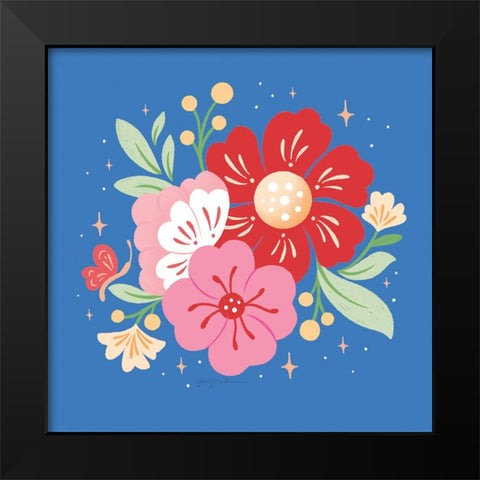 Floral Bouquet I Bright Black Modern Wood Framed Art Print by Graham, Gia