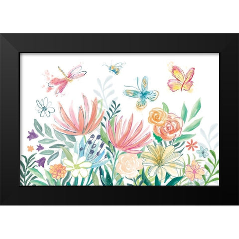 Flower Fun I Black Modern Wood Framed Art Print by Urban, Mary