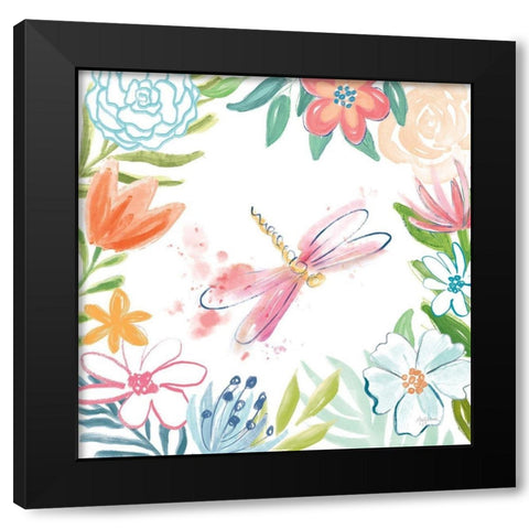 Flower Fun III Black Modern Wood Framed Art Print by Urban, Mary