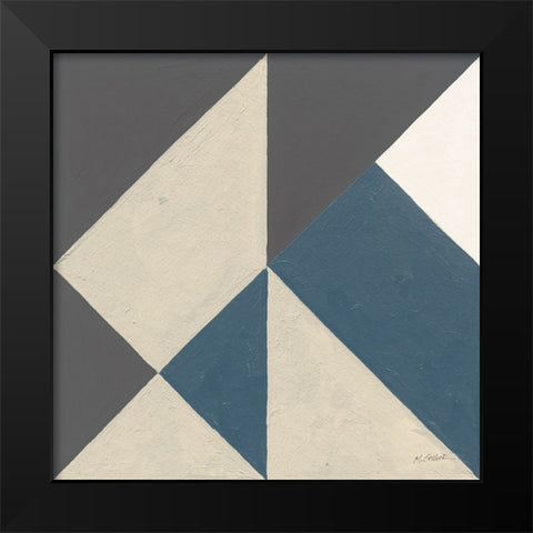 Triangles I Teal Crop Black Modern Wood Framed Art Print by Schick, Mike