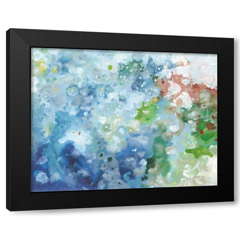 Tidepool Sparkle Pink Blue Black Modern Wood Framed Art Print with Double Matting by Nai, Danhui