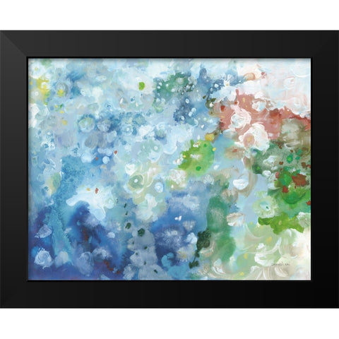 Tidepool Sparkle Pink Blue Black Modern Wood Framed Art Print by Nai, Danhui