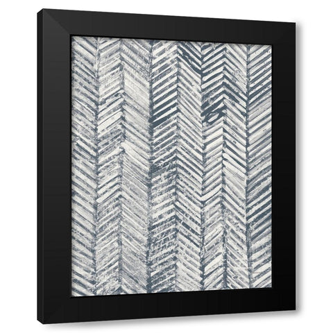 Maki Tile Panel I Crop II Blue Black Modern Wood Framed Art Print with Double Matting by Lovell, Kathrine