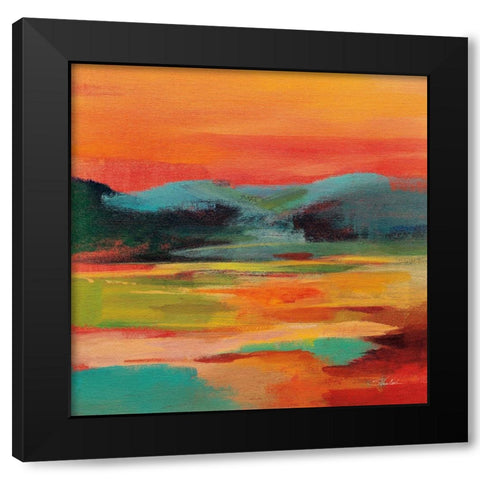 Flower Hill Sunset I Black Modern Wood Framed Art Print with Double Matting by Vassileva, Silvia