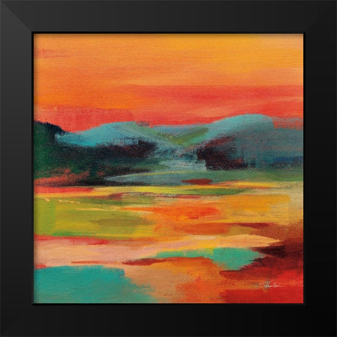 Flower Hill Sunset I Black Modern Wood Framed Art Print by Vassileva, Silvia