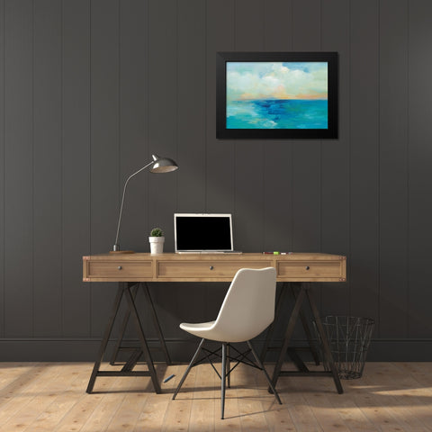 Aquarelle Sea Black Modern Wood Framed Art Print by Vassileva, Silvia