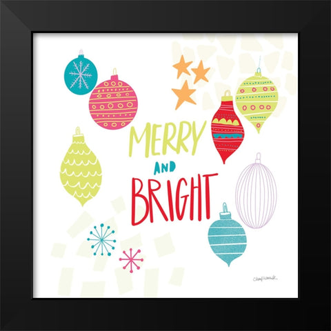 Peace Love Joy IV Bright Black Modern Wood Framed Art Print by Warrick, Cheryl