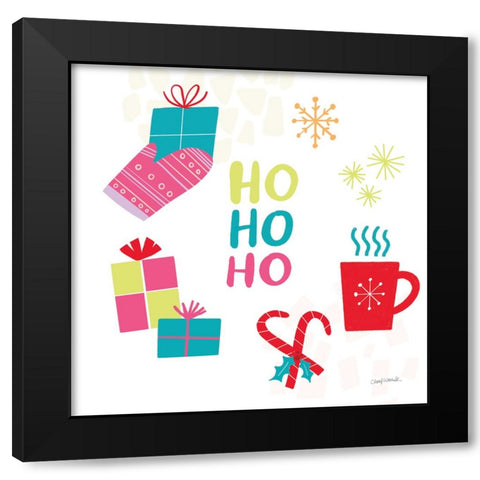 Peace Love Joy V Bright Black Modern Wood Framed Art Print with Double Matting by Warrick, Cheryl