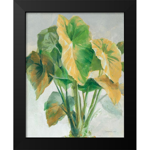 Greenhouse Palm I Teal and Gold Crop Black Modern Wood Framed Art Print by Nai, Danhui