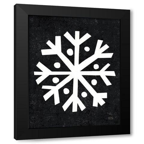 Christmas Whimsy Snowflake Black Modern Wood Framed Art Print by Mullan, Michael