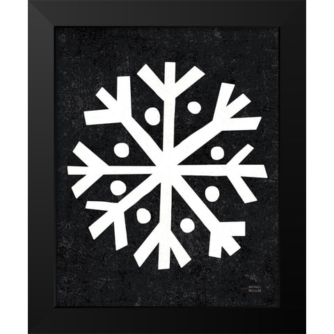 Christmas Whimsy Snowflake Black Modern Wood Framed Art Print by Mullan, Michael