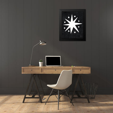 Christmas Whimsy Star Black Modern Wood Framed Art Print by Mullan, Michael