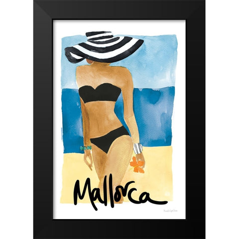 Mallorca Girl Black Modern Wood Framed Art Print by Charro, Mercedes Lopez