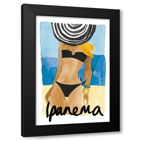 Ipanema Girl Black Modern Wood Framed Art Print with Double Matting by Charro, Mercedes Lopez