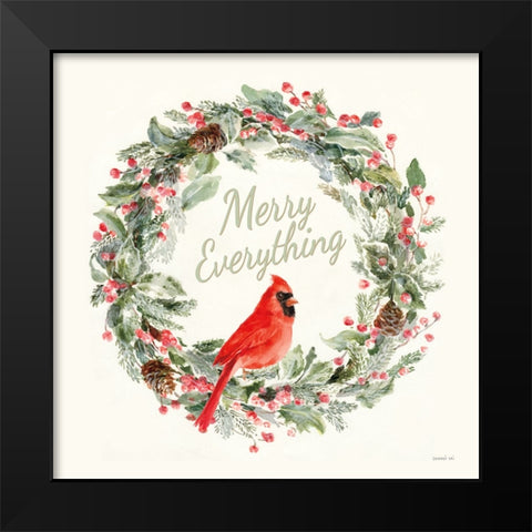 Merry Everything Wreath Black Modern Wood Framed Art Print by Nai, Danhui