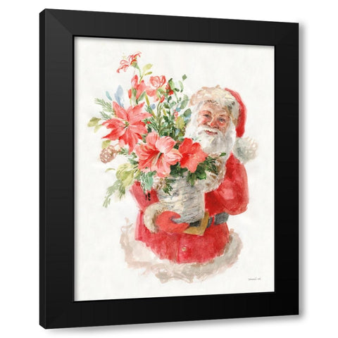 Floral Santa Black Modern Wood Framed Art Print with Double Matting by Nai, Danhui