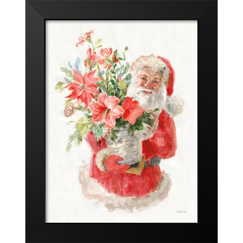 Floral Santa Black Modern Wood Framed Art Print by Nai, Danhui