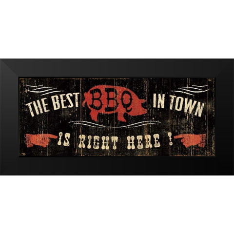 The Best BBQ in Town Black Modern Wood Framed Art Print by Pela Studio