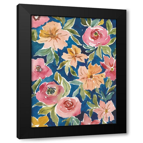 Flower Patch V Black Modern Wood Framed Art Print with Double Matting by Warrick, Cheryl