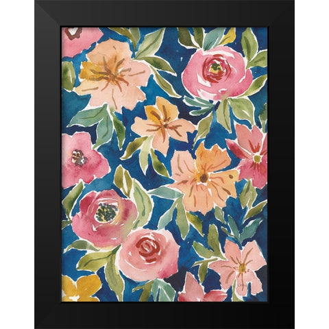 Flower Patch V Black Modern Wood Framed Art Print by Warrick, Cheryl