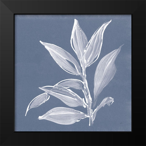 Leaf Study I Blue Black Modern Wood Framed Art Print by Paschke, Chris