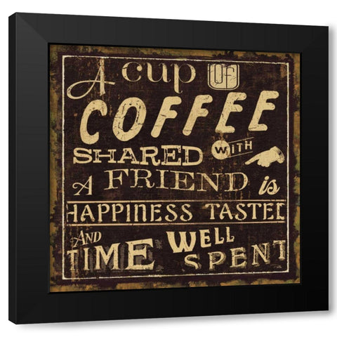Coffee Quote I Black Modern Wood Framed Art Print with Double Matting by Pela Studio