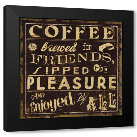 Coffee Quote II Black Modern Wood Framed Art Print with Double Matting by Pela Studio
