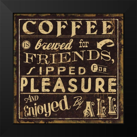 Coffee Quote II Black Modern Wood Framed Art Print by Pela Studio