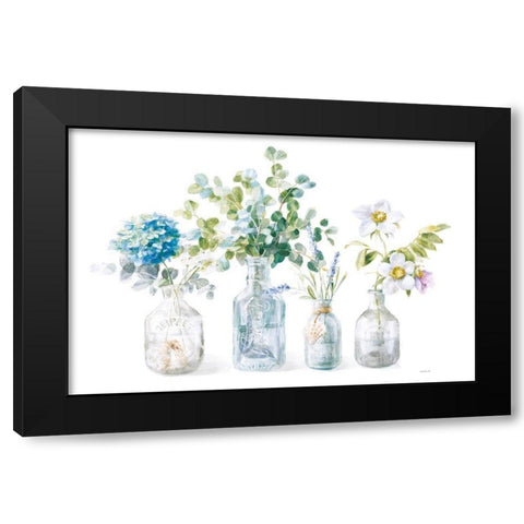 Beach Flowers I no coral Black Modern Wood Framed Art Print with Double Matting by Nai, Danhui