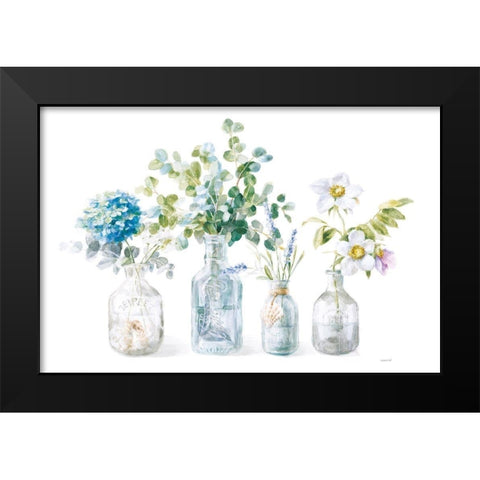 Beach Flowers I no coral Black Modern Wood Framed Art Print by Nai, Danhui