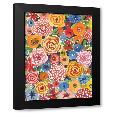 Petal Play II Black Modern Wood Framed Art Print with Double Matting by Warrick, Cheryl