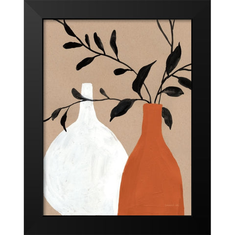 Slender Stems II Terracotta Black Modern Wood Framed Art Print by Nai, Danhui