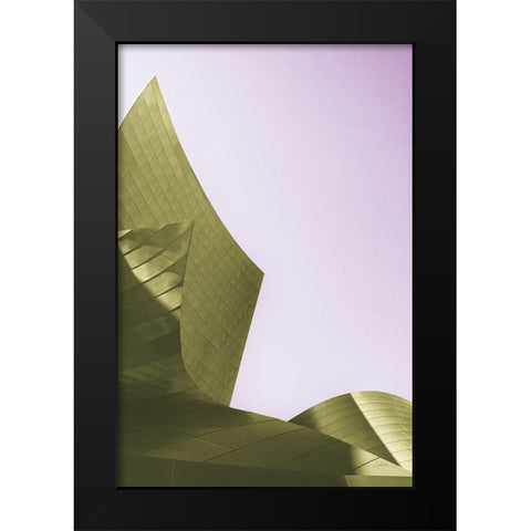 Skyscraper I Bright Black Modern Wood Framed Art Print by Aledanda