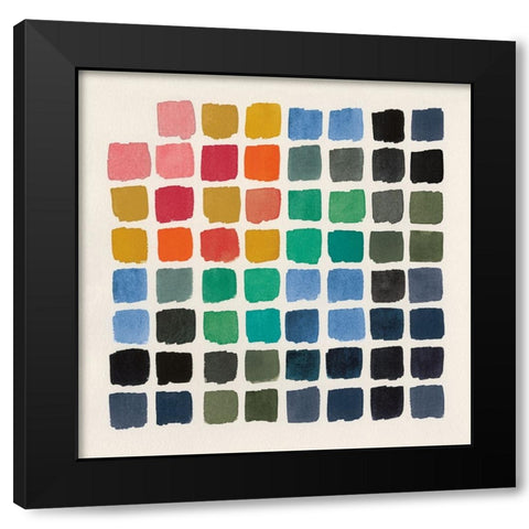 Retro Color Chart Black Modern Wood Framed Art Print by Wild Apple Portfolio