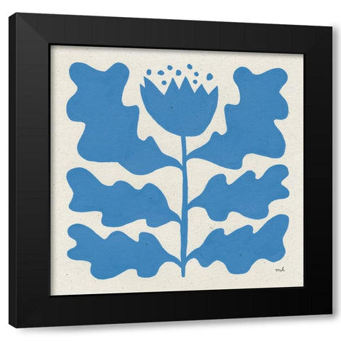 Delighted IV Blue Black Modern Wood Framed Art Print by Hershey, Moira