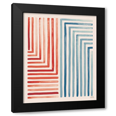 Red and Blue Sunset III Black Modern Wood Framed Art Print with Double Matting by Marshall, Laura