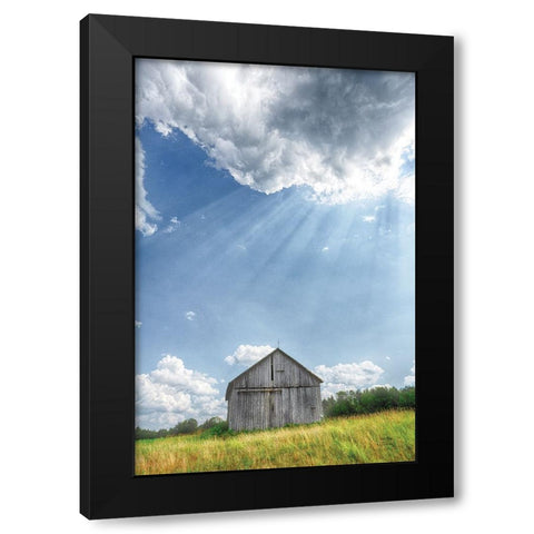 Barn Rays Black Modern Wood Framed Art Print by Larson, Nathan