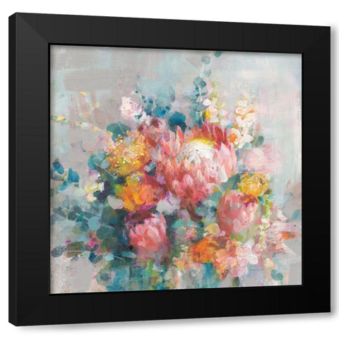 Protea Bouquet Black Modern Wood Framed Art Print with Double Matting by Nai, Danhui