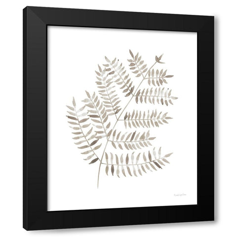 Woodland Fern Khaki Black Modern Wood Framed Art Print by Charro, Mercedes Lopez