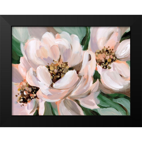 Blush Peonies Black Modern Wood Framed Art Print by Pete, Katrina