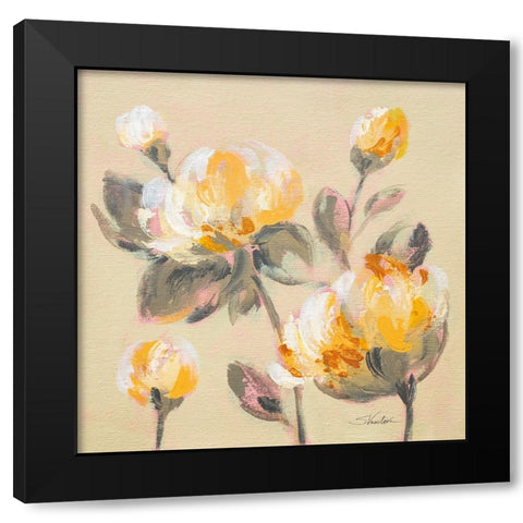 Blooming Peony II Black Modern Wood Framed Art Print with Double Matting by Vassileva, Silvia