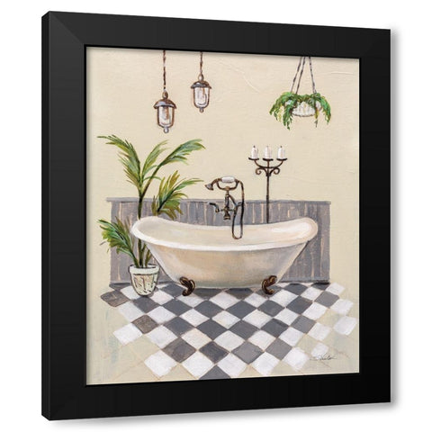 Gray Cottage Bathroom I Black Modern Wood Framed Art Print by Vassileva, Silvia