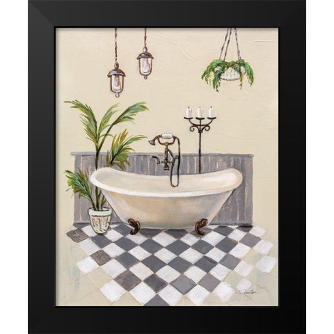 Gray Cottage Bathroom I Black Modern Wood Framed Art Print by Vassileva, Silvia