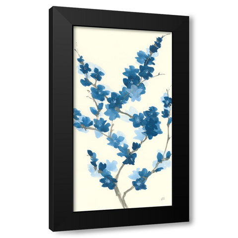 Blue Branch II v2 Crop Black Modern Wood Framed Art Print with Double Matting by Paschke, Chris