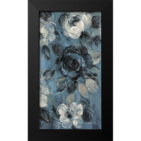Loose Flowers on Dusty Blue IV Black Modern Wood Framed Art Print by Vassileva, Silvia